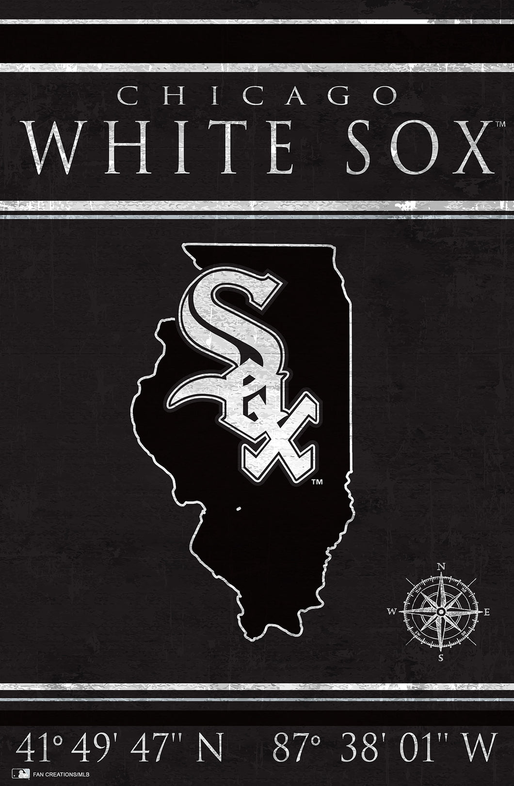 Chicago White Sox Coordinates Wood Sign - 17