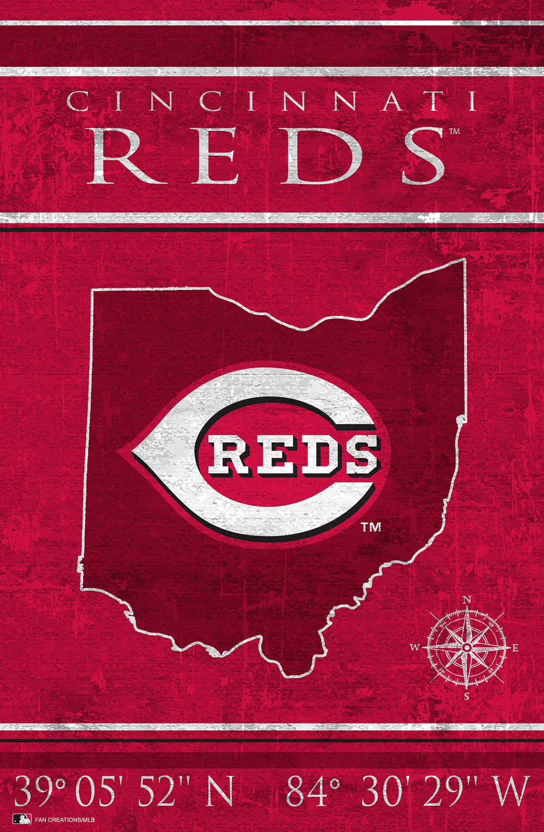 Cincinnati Reds Coordinates Wood Sign - 17