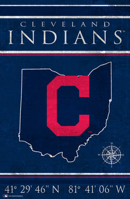 Cleveland Indians Coordinates Wood Sign - 17