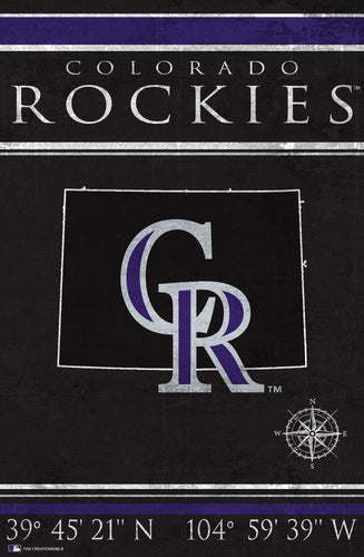 Colorado Rockies Coordinates Wood Sign - 17
