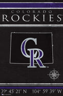 Colorado Rockies Coordinates Wood Sign - 17"x26"