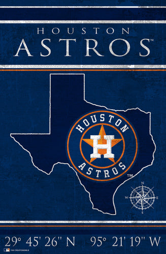 Houston Astros Coordinates Wood Sign - 17