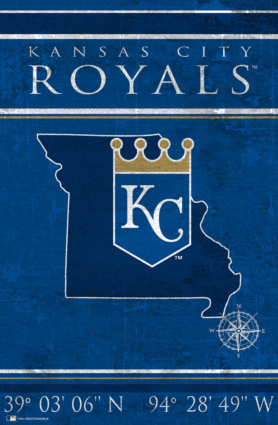 Kansas City Royals Coordinates Wood Sign - 17