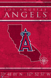 Los Angeles Angels Coordinates Wood Sign - 17"x26"