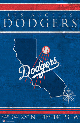 Los Angeles Dodgers Coordinates Wood Sign - 17