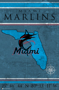 Miami Marlins Coordinates Wood Sign - 17"x26"