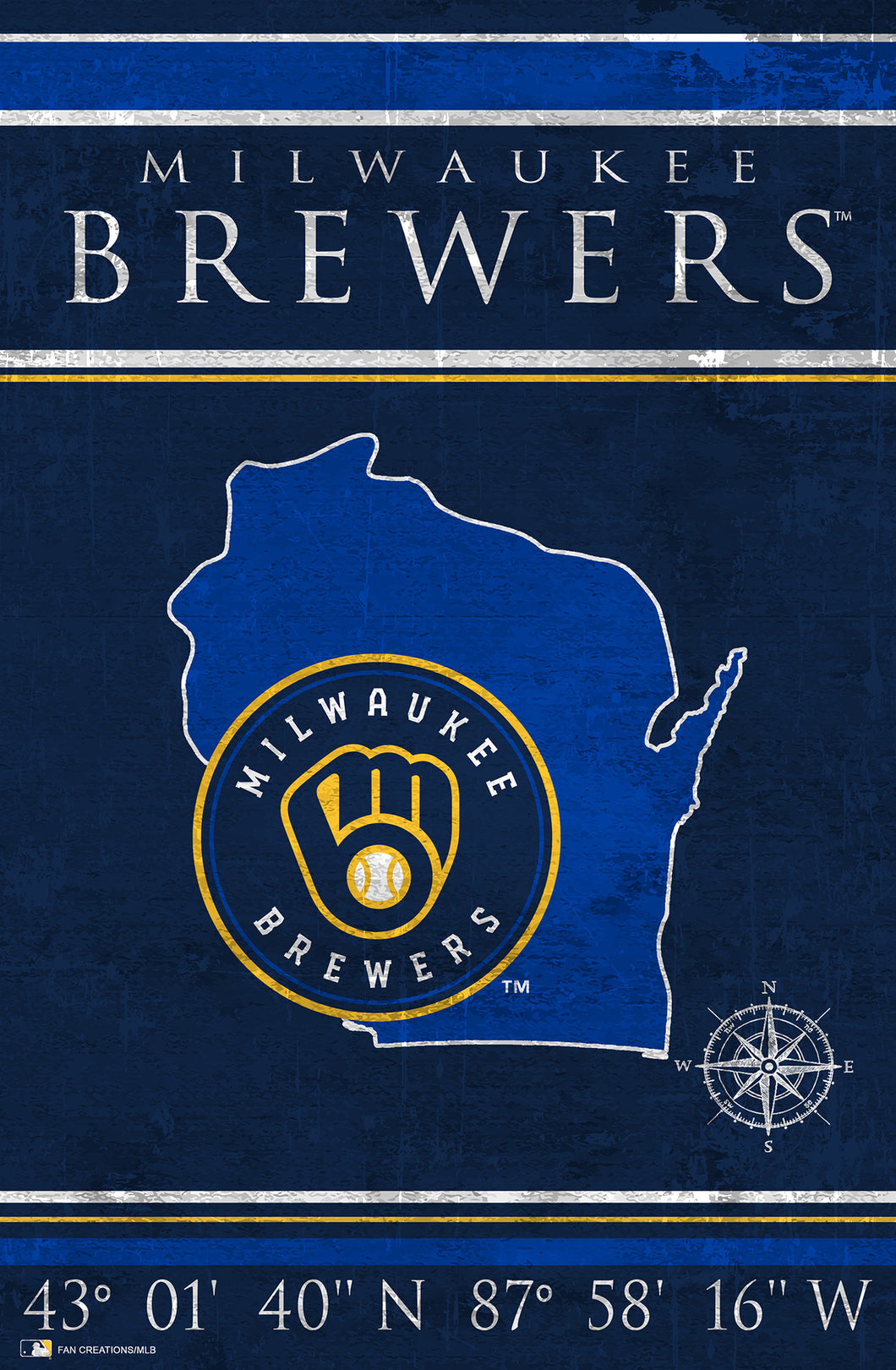 Milwaukee Brewers Coordinates Wood Sign - 17