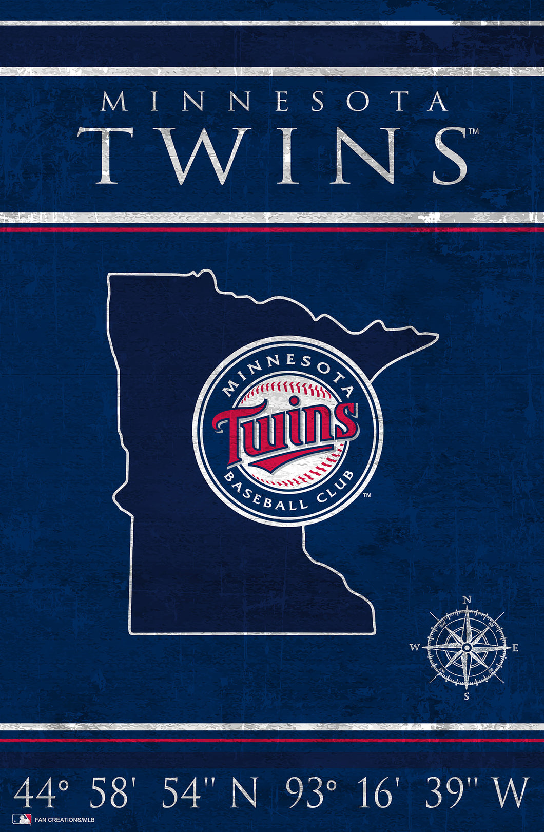 Minnesota Twins Coordinates Wood Sign - 17