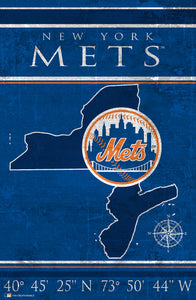 New York Mets Coordinates Wood Sign - 17"x26"