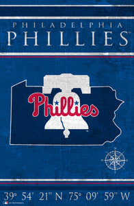 Philadelphia Phillies Coordinates Wood Sign - 17"x26"