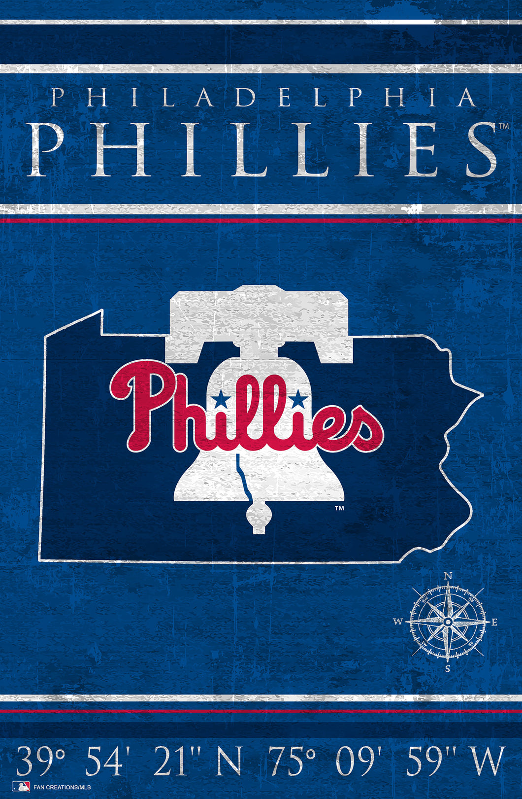 Philadelphia Phillies Coordinates Wood Sign - 17
