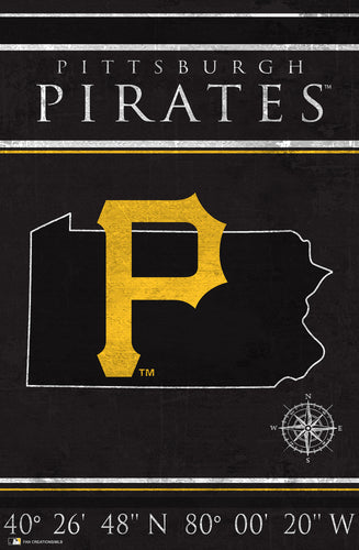 Pittsburgh Pirates Coordinates Wood Sign - 17