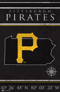 Pittsburgh Pirates Coordinates Wood Sign - 17"x26"