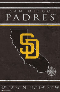 San Diego Padres Coordinates Wood Sign - 17"x26"
