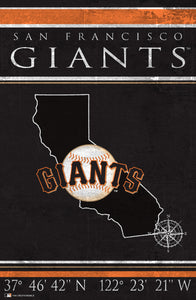San Francisco Giants Coordinates Wood Sign - 17"x26"