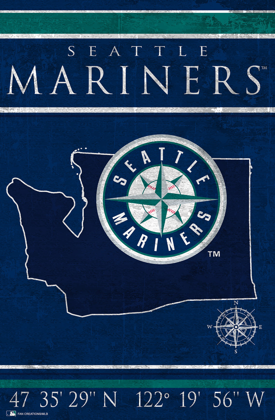 Seattle Mariners Coordinates Wood Sign - 17