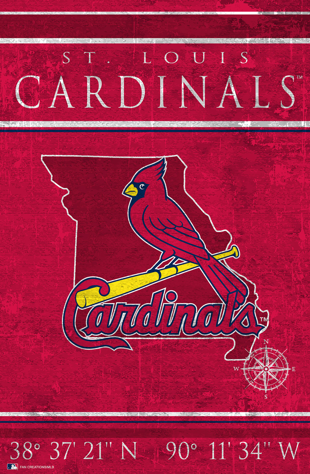 St. Louis Cardinals Coordinates Wood Sign - 17