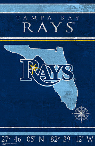 Tampa Bay Rays Coordinates Wood Sign - 17