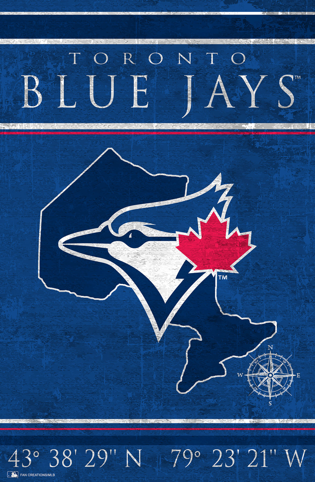 Toronto Blue Jays Coordinates Wood Sign - 17