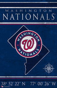 Washington Nationals Coordinates Wood Sign - 17"x26"