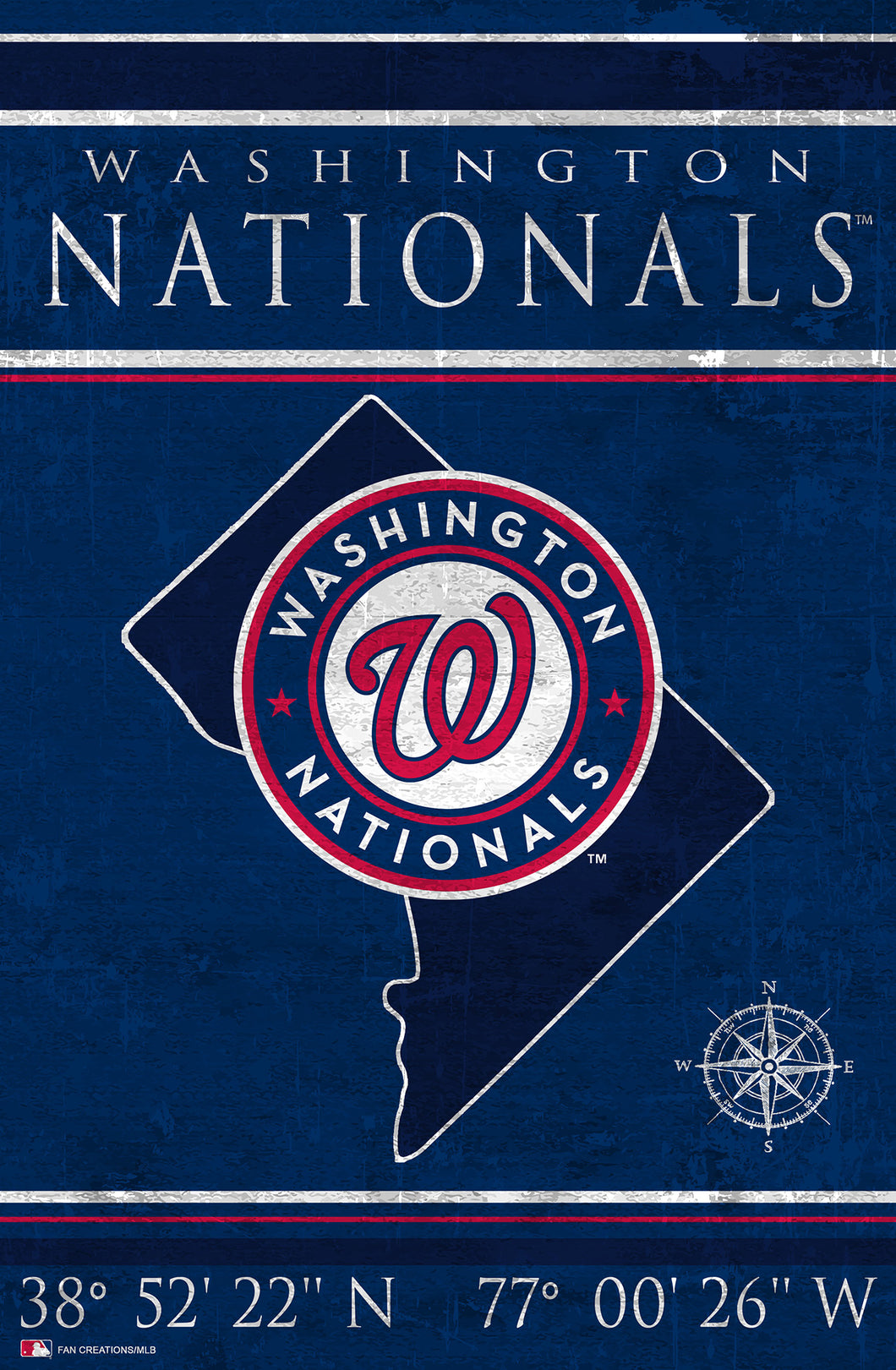 Washington Nationals Coordinates Wood Sign - 17