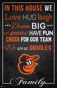 Baltimore Orioles In This House  Wood Sign - 17"x26"
