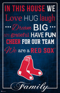 Boston Red Sox In This House  Wood Sign - 17"x26"