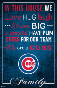 Chicago Cubs In This House  Wood Sign - 17"x26"