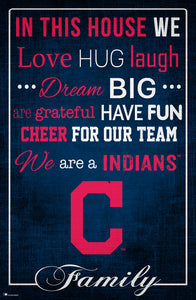 Cleveland Indians In This House  Wood Sign - 17"x26"