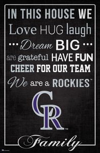 Colorado Rockies In This House  Wood Sign - 17"x26"