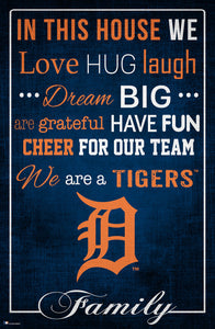 Detroit Tigers In This House  Wood Sign - 17"x26"