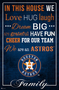 Houston Astros In This House Wood Sign - 17"x26"