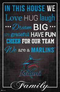Miami Marlins In This House  Wood Sign - 17"x26"