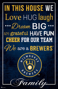 Milwaukee Brewers In This House  Wood Sign - 17"x26"