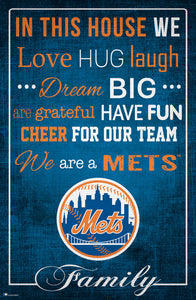 New York Mets In This House  Wood Sign - 17"x26"