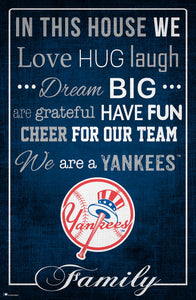 New York Yankees In This House  Wood Sign - 17"x26"