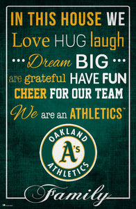 Oakland Athletics In This House  Wood Sign - 17"x26"