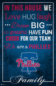 Philadelphia Phillies In This House  Wood Sign - 17"x26"
