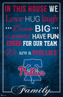 Philadelphia Phillies In This House  Wood Sign - 17"x26"