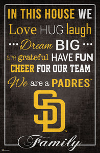 San Diego Padres In This House  Wood Sign - 17"x26"