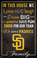 San Diego Padres In This House  Wood Sign - 17"x26"
