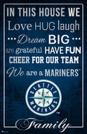 Seattle Mariners In This House  Wood Sign - 17"x26"