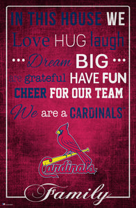 St. Louis Cardinals In This House  Wood Sign - 17"x26"