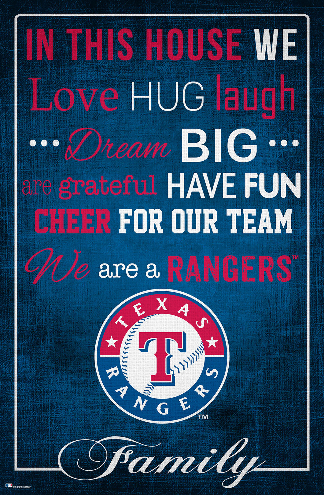 Texas Rangers In This House  Wood Sign - 17