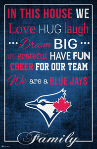 Toronto Blue Jays In This House  Wood Sign - 17"x26"