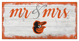 Baltimore Orioles Mr. & Mrs. Script Wood Sign - 6"x12"