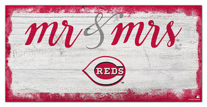Cincinnati Reds Mr. & Mrs. Script Wood Sign - 6"x12"
