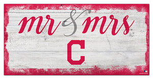 Cleveland Indians Mr. & Mrs. Script Wood Sign - 6"x12"