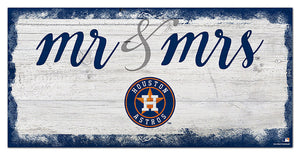 Houston Astros Mr. & Mrs. Script Wood Sign - 6"x12"