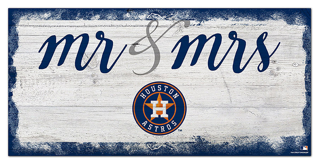 Houston Astros Mr. & Mrs. Script Wood Sign - 6